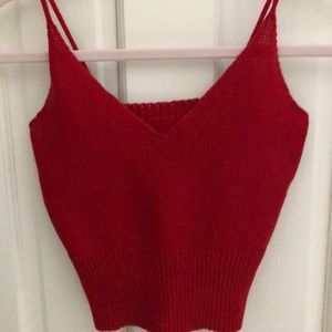 Red spaghetti strap cropped sweater. Size small
